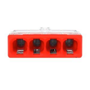 Connecteur Wago rouge, 4 pôles, lot de 10. Connecteur pour installation électrique sécurisée.