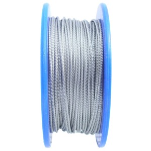 Fil d'acier (Ø 3 mm) sur bobine à bord bleu, vendu au mètre pour fil et construction de clôture.