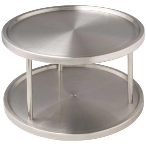 Wenko carosello girevole Duo in acciaio inox a 2 ripiani per l'organizzazione della cucina.