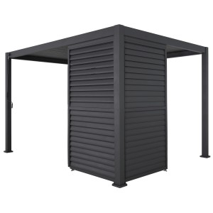 Pannello a lamelle regolabili Mirador, 123 cm, antracite, per parete pergola da 4 m. Privacy e controllo flessibile della luce.