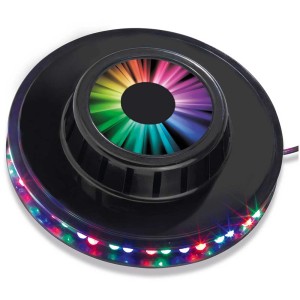 Briloner RGB LED party light wheel, une applique murale avec des effets de lumière colorés pour les fêtes.