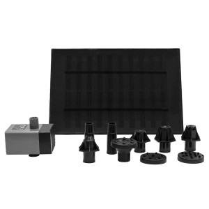 Set pompa solare per laghetto Heissner con pompa, pannello solare e 7 ugelli per giochi d'acqua.