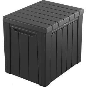 Keter Contenitore per cuscini Urban, 113 l, grafite effetto legno. Box porta cuscini resistente alle intemperie per giardino, terrazza o balcone.