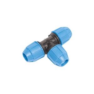Raccord en T LUX-TOOLS pour tubes PE, Ø 20 mm, pour connecter trois tubes dans les systèmes d'eau froide.