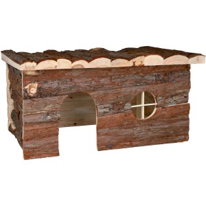 Trixie Jerrik Natural Living maison en bois naturel, 50x25x33cm, avec surface de couchage.