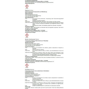 Istruzioni di sicurezza per l'adesivo, osservare simboli di pericolo e avvertenze.