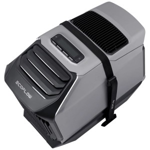 Condizionatore EcoFlow Wave 2 con kit di cinghie di stabilizzazione per il fissaggio in camper.