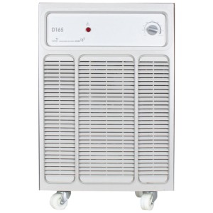 Déshumidificateur Oasis D165 Evolution gris sur roulettes. Déshumidificateur mobile avec panneau et grilles avant.