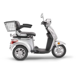 E-Mobil E3800 argento con cestino e sedile, ideale per una guida confortevole. Categoria: E-Bike.