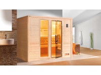 Weka Massivholzsauna Bergen 3 Sparset Glastür/Fenster BioS 7,5 kW Weka Massivholzsauna Bergen 3 Sparset Glastür/Fenster BioS 7,5 kW