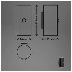 Briloner LED-Akku-Wandleuchte Lima Sensor Schwarz 6 W / 3'000 K / 700 lm