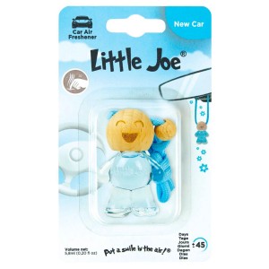 Little Joe Lufterfrischer New Car Blau, Auto-Duft mit Holz-Kopf und blauem Körper.
