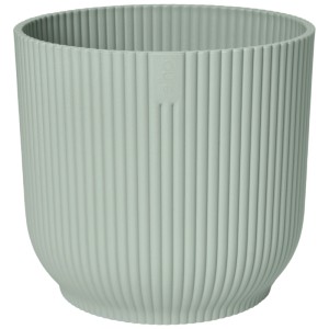 Vaso da fiori rotondo verde Elho Vibes Fold (Ø 14 cm) con texture a coste.