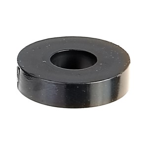 Schwarze Distanzhülse aus Kunststoff für Schrauben, Ø 5,8 mm.