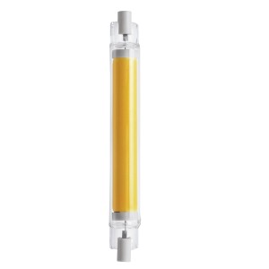 Lampadina LED Eglo R7S, 9W, luce bianca calda. Forma a stilo, lunga 11,8 cm.
