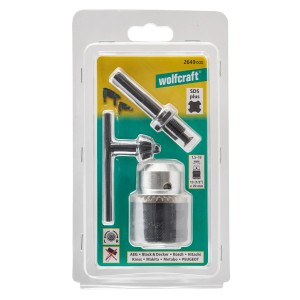 Wolfcraft Set SDS-Plus Economy Line, 3 pezzi: Mandrino, chiave e adattatore in un set.