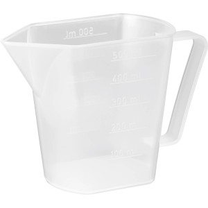 Gobelet doseur transparent LUX 500 ml avec graduation pour lubrifiants et autres liquides.