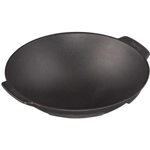 Wok noir Enders Switch Grid en fonte, un ustensile de grill pour la cuisine asiatique.
