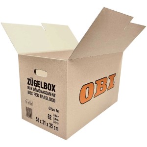 Scatola da trasloco OBI aperta, a doppia onda, 62 l, taglia M, in cartone certificato FSC®.