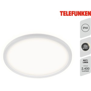 Plafonnier LED Telefunken Slim Drip, 18W, lampe de plafond blanche avec effet de rétroéclairage.