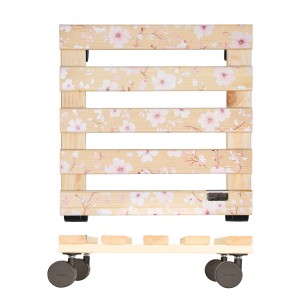 Wagner Multi Roller cherry blossom, sottovaso a rotelle in legno con motivo floreale e ruote, portata 100 kg.