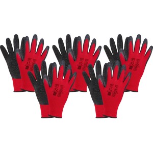 5 paia di guanti da lavoro in lattice rosso, taglia 9, per una protezione ottimale sul lavoro.