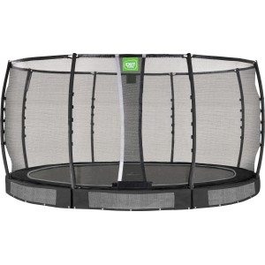 Trampolino interrato nero EXIT Allure Premium Ø 427 cm con rete di sicurezza.