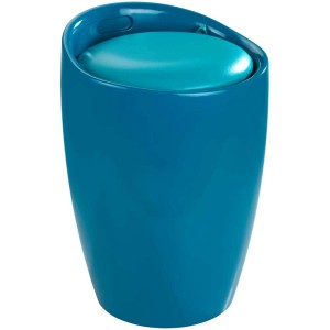 Collecteur de linge et tabouret de salle de bain Candy pétrole avec assise rembourrée.