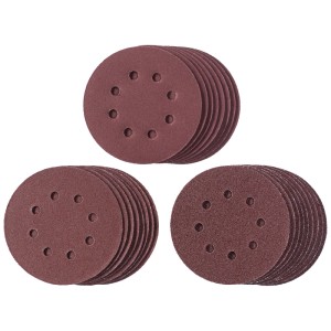 Set de papier abrasif KWB, 25 disques abrasifs Ø 125 mm avec trous pour ponceuses excentriques.