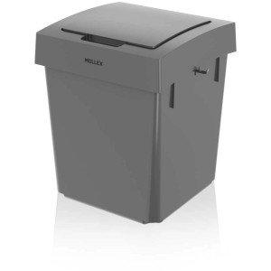 Freistehender Müllex Müllbehälter S35 in Anthrazit mit 40 l Volumen.
