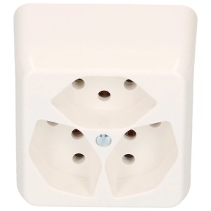 Presa a muro Mica con 3x Tipo13 in bianco per uso interno.