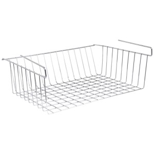 Panier à étagère MSV chromé, 14x38x26 cm, pour étagères de cuisine. Panier suspendu pratique pour plus de rangement.