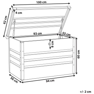 Beliani Box contenitore Cebrosa, acciaio grigio grafite, con dimensioni. Ideale per riporre in giardino.