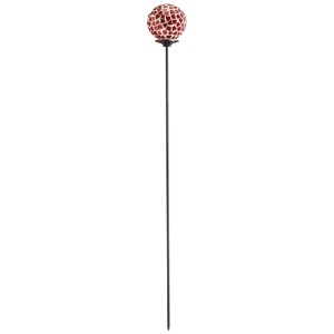Gartenstecker mit roter Mosaik-Kugel, 9 cm Durchmesser, 75 cm hoch, zur Gartendekoration.