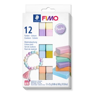 Staedtler Fimo Soft Pastel Set avec 12 couleurs, idéal pour modeler et créer.