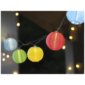 Guirlande lumineuse LED Festival Star Trading avec lanternes en papier colorées pour l'extérieur.