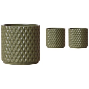Pot en céramique Ancient Green, Ø 12cm, avec motif géométrique. Idéal pour les orchidées et autres plantes d'intérieur.