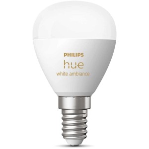 Lampadina LED Philips Hue White Ambiance E14 a goccia, 470 lm, confezione singola.