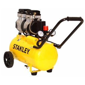 Compresseur Stanley SXCMS2050 Silent jaune sans huile avec cuve de 50 l et poignée.