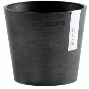 Pot de fleurs Ecopots Amsterdam Mini, gris foncé, 13 cm. Résistant au gel et aux UV pour intérieur et extérieur.