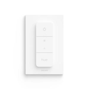 Weißer Philips Hue Dimmschalter zur Steuerung von Hue Leuchten.