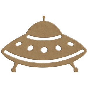 Gomille figura in MDF a forma di disco volante, 14x10cm, per lavori creativi e decorazioni.