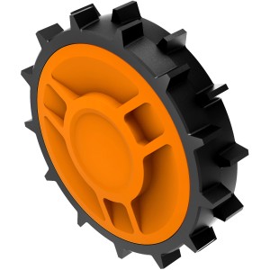Ruota Worx Offroad per robot rasaerba Landroid, arancione/nero, per una migliore aderenza su terreni accidentati.