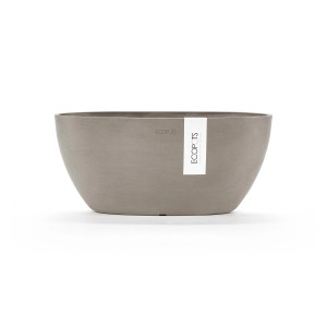Jardinière Ecopots Sofia, gris-brun, 130 cm de large. Jardinière moderne pour intérieur et extérieur.