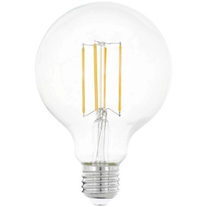 Lampadina LED Eglo E27 G95 trasparente con 8W e luce bianca calda (2700K).