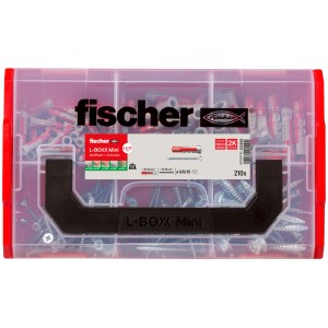 Fischer L-BOXX Mini con tasselli e viti DuoPower, set di tasselli da 210 pezzi in scatola trasparente.