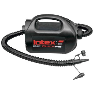 Pompe à air noire Intex Quick-Fill 230/12V avec tuyau et embouts.