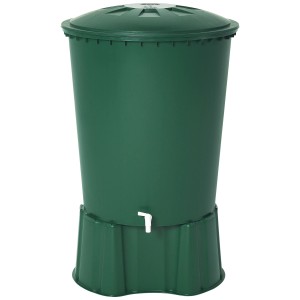 Barile per acqua piovana rotondo Garantia verde da 310 l con coperchio e rubinetto. Classico barile rotondo per la raccolta dell'acqua piovana.