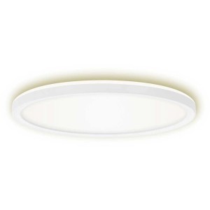 Panneau LED Brilo Slim blanc, rond, 15 W avec lumière indirecte.