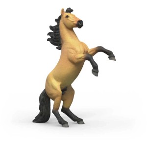 Schleich Horse Club Mustang Étalon 14921, figurine de cheval cabré avec crinière foncée.